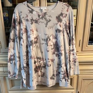 J. Jill Watercolor Floral Long Sleeve Top - Mauve and Gray